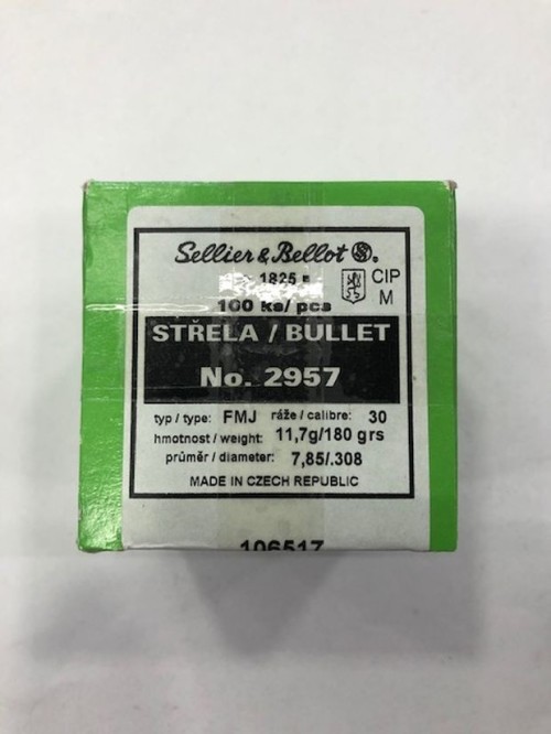 SELLIER &B PALLE C30 GR 180 FMJ