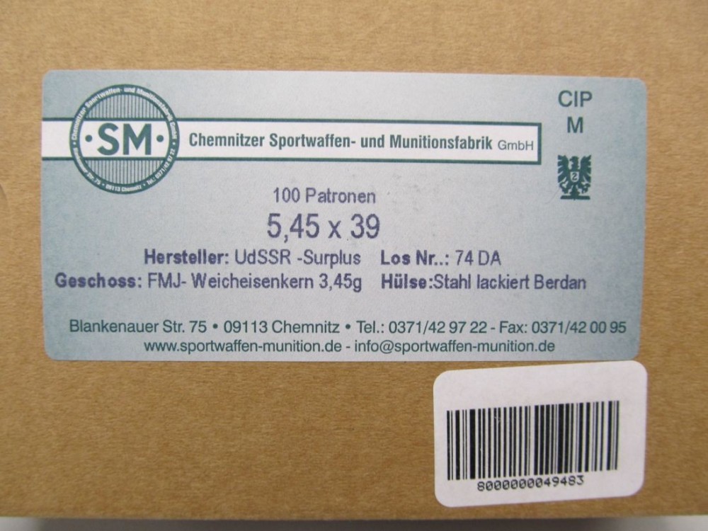 SURPLUS CARICHE CAL 5,45X39 53 GR