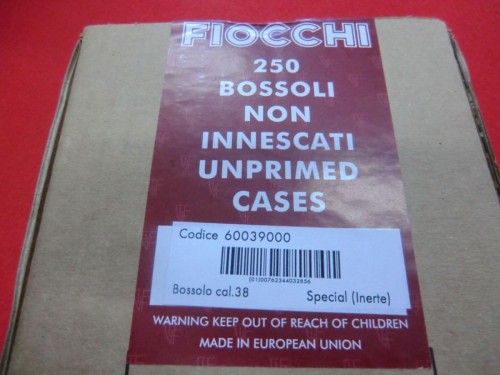 FIOCCHI BOSSOLI 38 SPECIAL QT 250