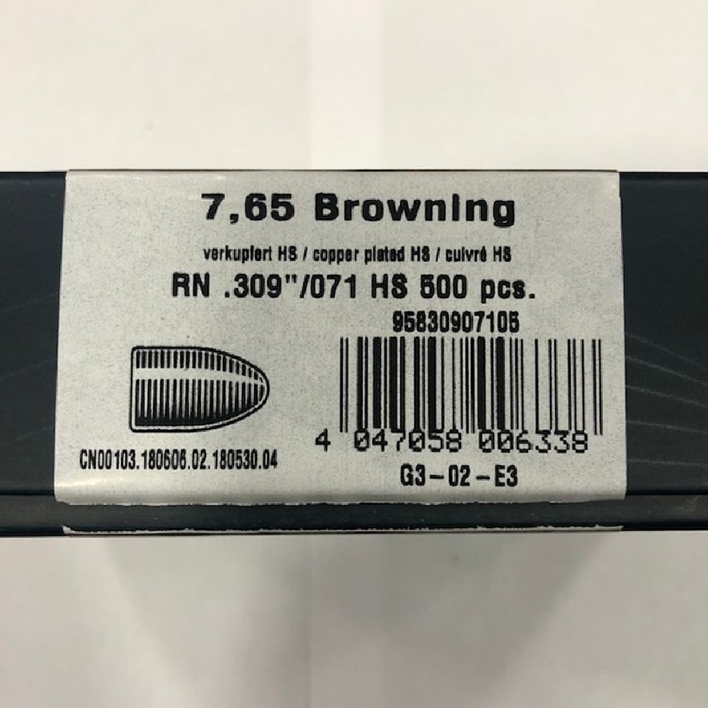 HN PALLE RAM 7,65 GR 71 CAL32 AUTO