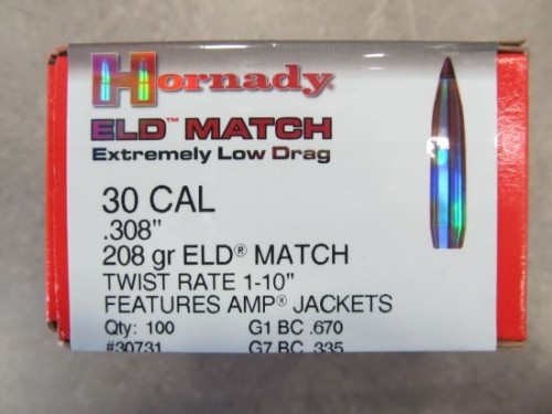 HORNADY PALLE C30 ELD MATCH 208GR