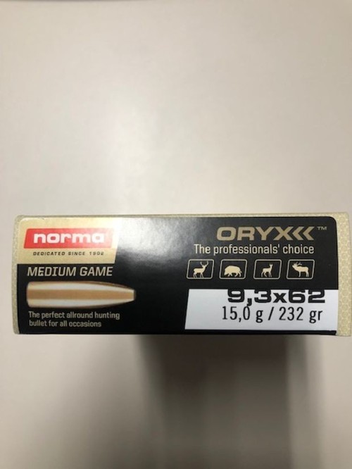 NORMA CARICHE 9,3 X 62 GR 232 ORYX