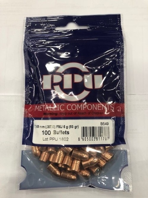 PPU PALLE 7,65 GR 93 FMJRN QT100