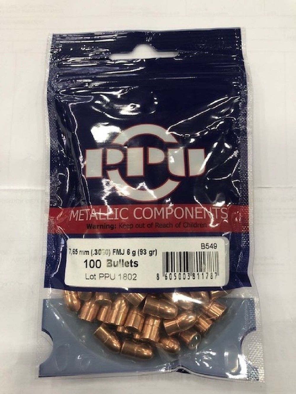 PPU PALLE 7,65 GR 93 FMJRN QT100
