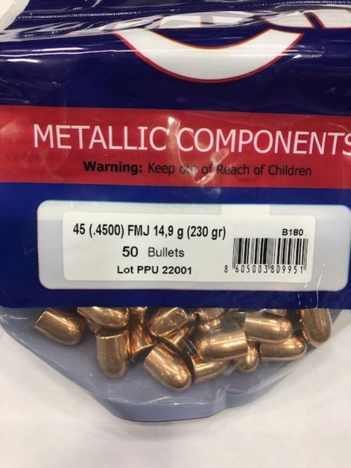 PPU PALLE C45 GR 230 FMJRN QT 50