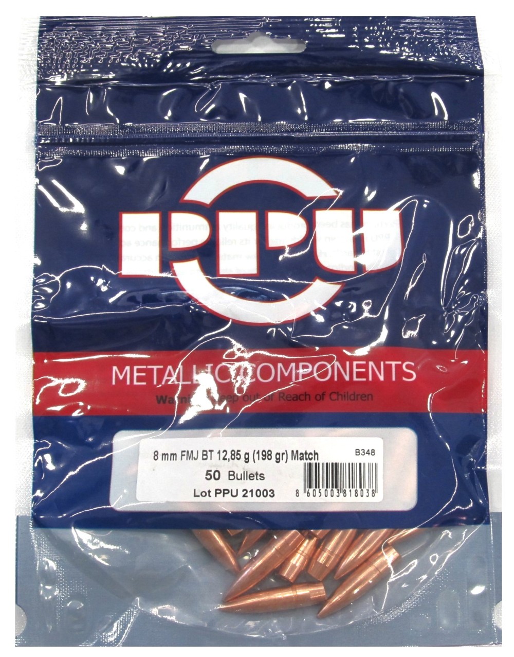 PRVI PPU PALLE FMJBT 8MM 198GR 50PZ