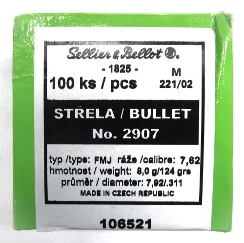 S&B PALLE CAL 7,62 GR 124 FMJ