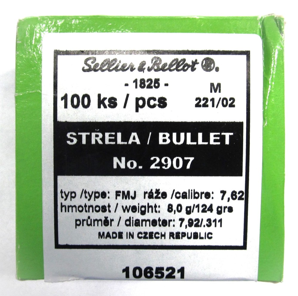 S&B PALLE CAL 7,62 GR 124 FMJ