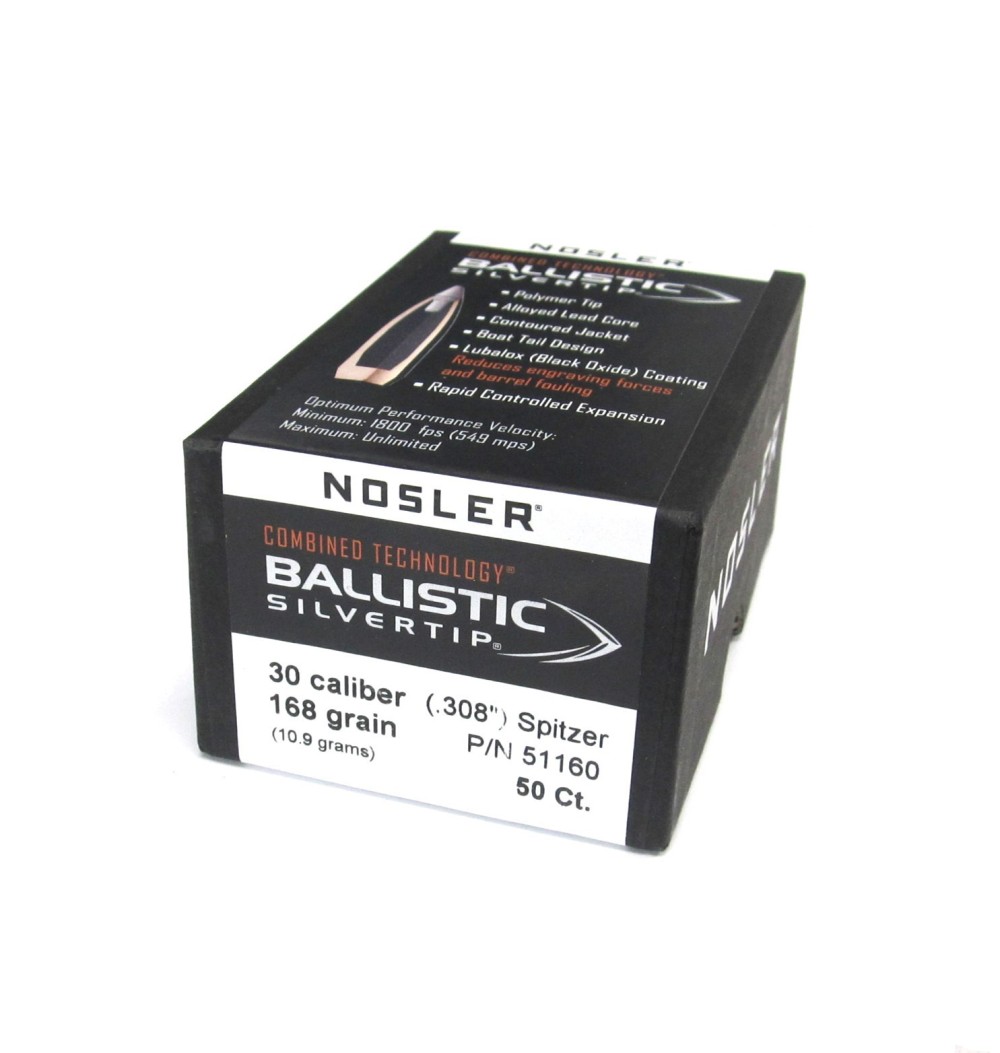 NOSLER BALLISTIC SILVER CAL30 GR168