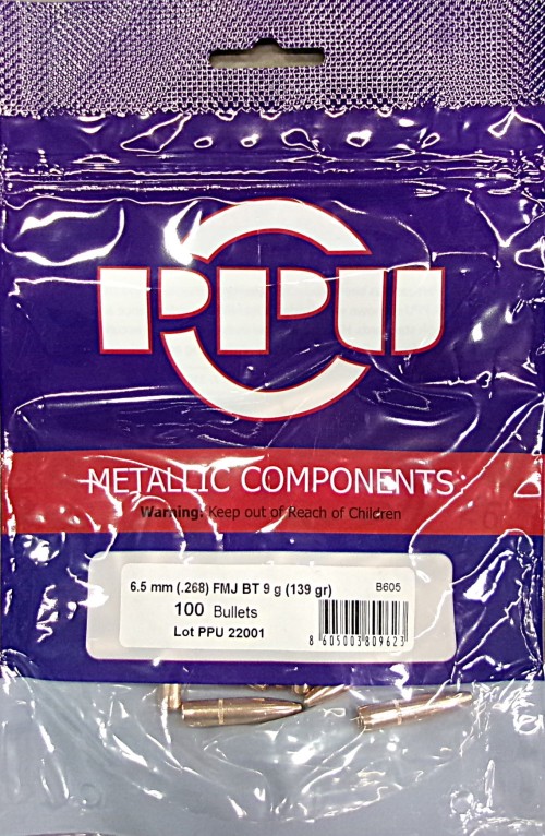 PPU PALLE 6,5MM 139GR FMJBT DIA 268