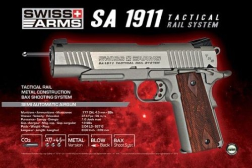 SWISS ARMS PISTOLA LIB V 1911 INOX