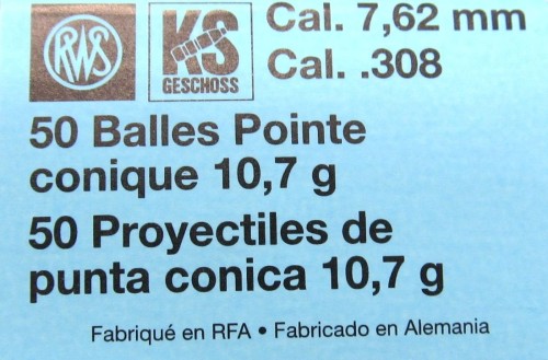 RWS PALLE 7,62 KS C30 GR165 DIA 308