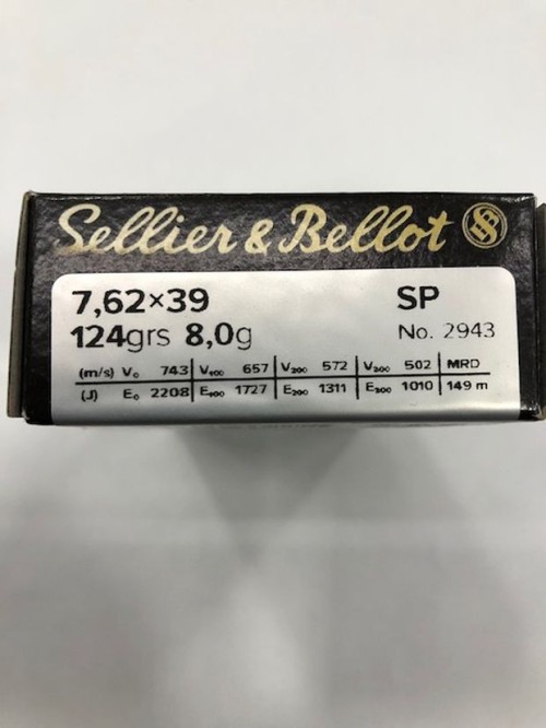 S&B CARICHE 7,62X39 GR 124 QT 20